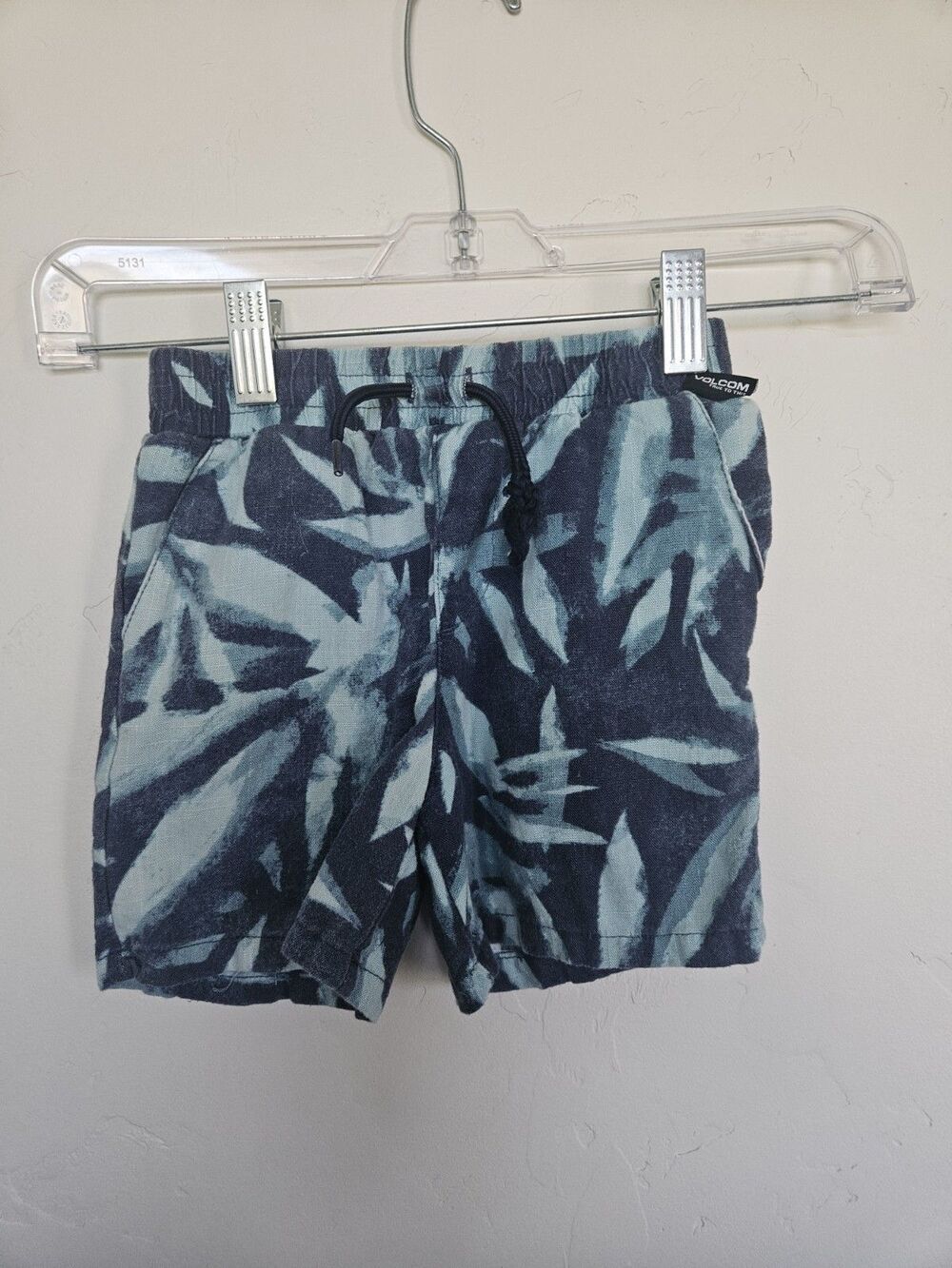Volcom Boy's Linen Shorts, Blue Floral, Size 4T